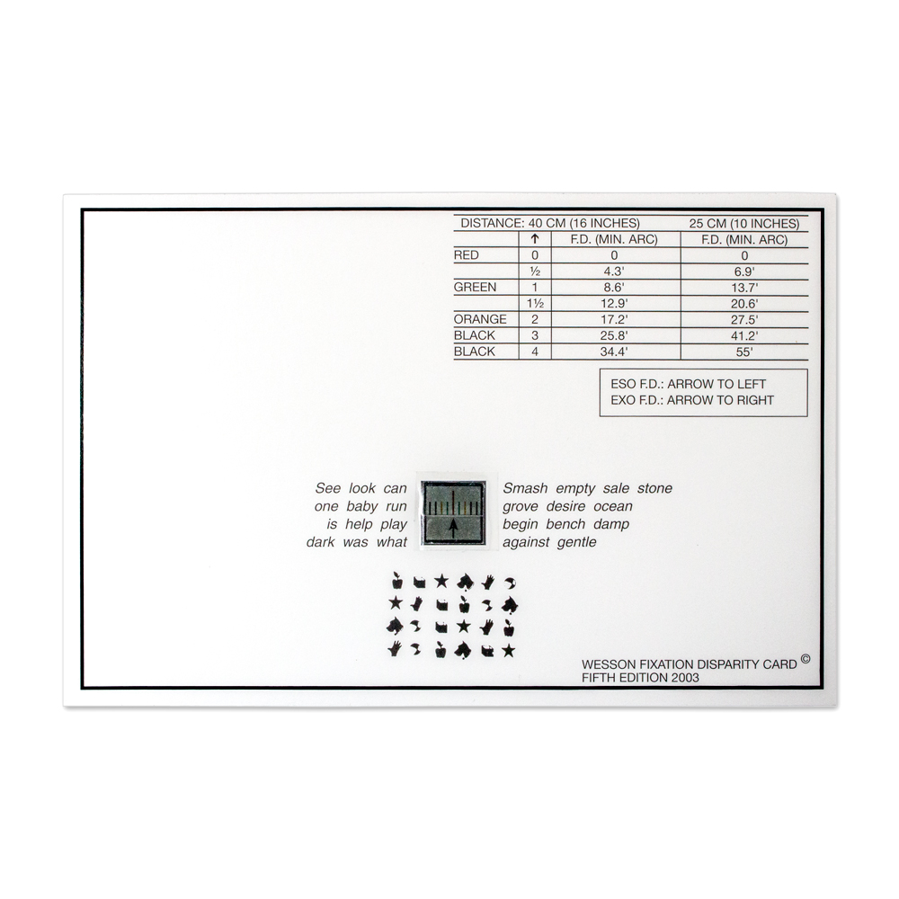 Wesson Fixation Disparity Card 