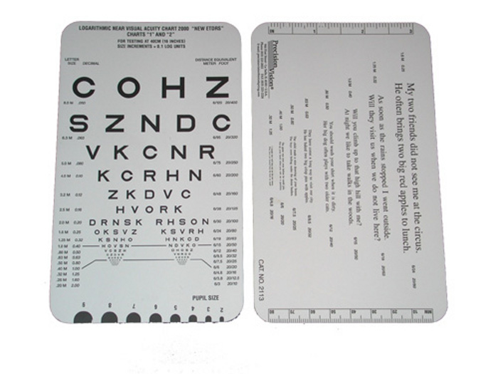Adult Near Vision Acuity Test Card (#2113)